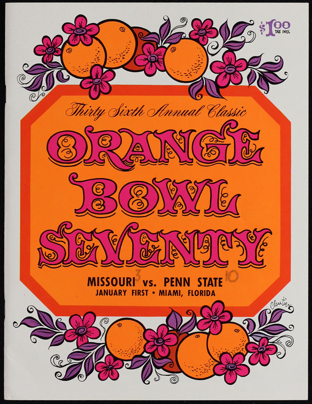 1970 36th Annual Orange Bowl Missouri vs Penn State College Football Program