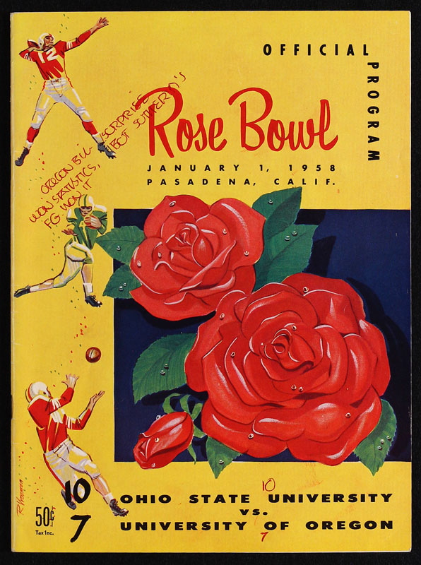 1958 Rose Bowl Program Ohio State vs Oregon College Football Program