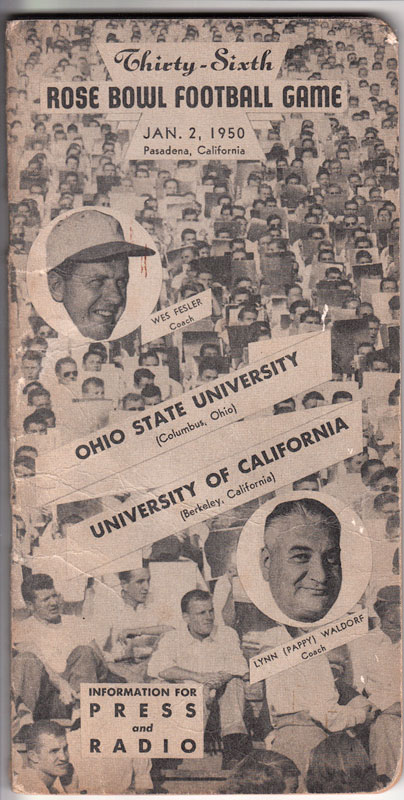 Rose Bowl 1950 Ohio State vs California Football Media Guide
