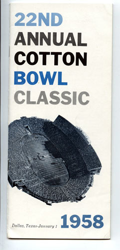 1958 Navy vs Rice Cotton Bowl 22 Football Media Guide