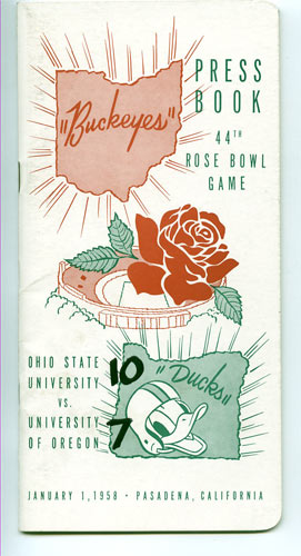 1958 Ohio State vs Oregon Rose Bowl Football Media Guide