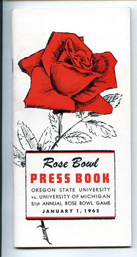 1965 Oregon State vs Michigan Rose Bowl Football Media Guide