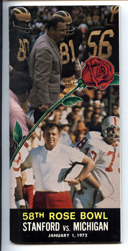 1972 Stanford vs Michigan Rose Bowl 58 Football Media Guide