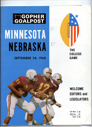 1968 Minnesota vs Nebraska College Football Program