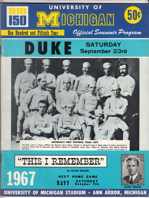 University of Michigan vs Duke 1967 College Football Program