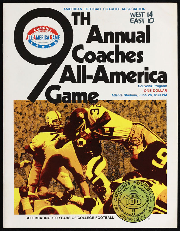 1969 9th Annual Coaches All-America Game College Football Program