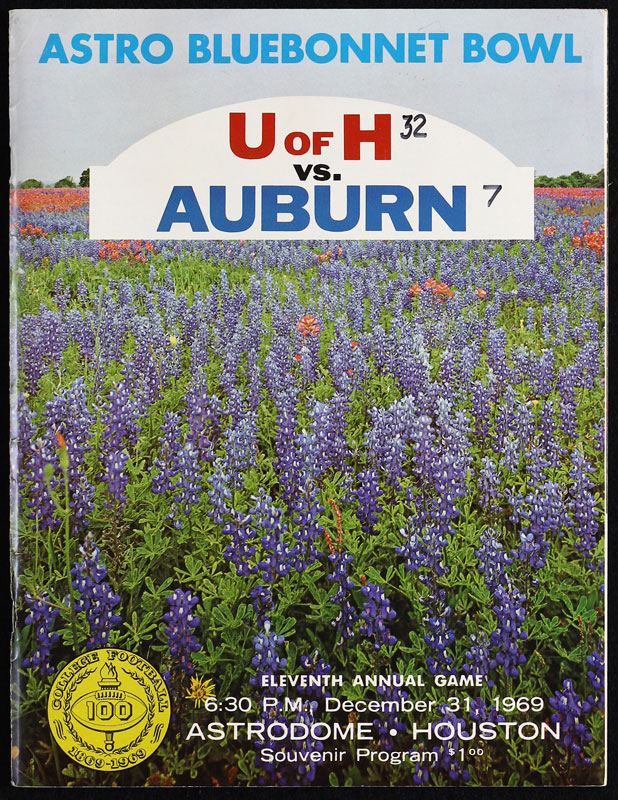 1969 11th Annual Bluebonnet Bowl Houston vs Auburn College Football Program