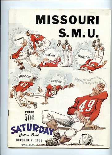 1955 Missouri vs. S.M.U. Cotton Bowl College Football Program