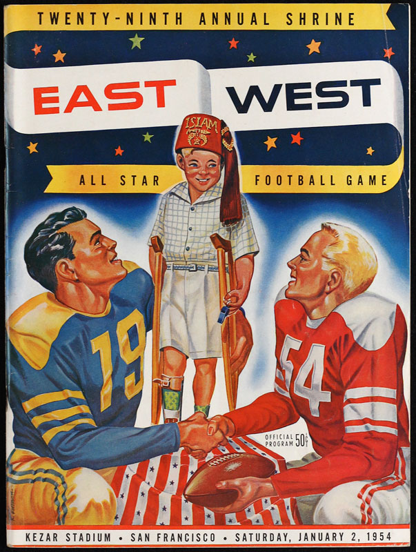 1954 29th Annual Shrine East-West Game College Football Program