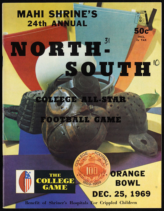 1969 24th Annual Mahi Shrine North-South All-Star Game College Football Program