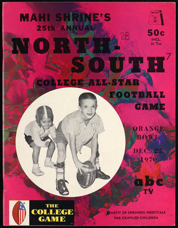 1970 25th Annual Mahi Shrine North-South All-Star Game College Football Program