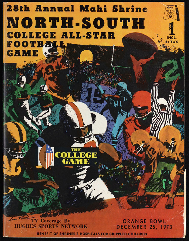 1973 28th Annual Mahi Shrine North-South All-Star Game College Football Program