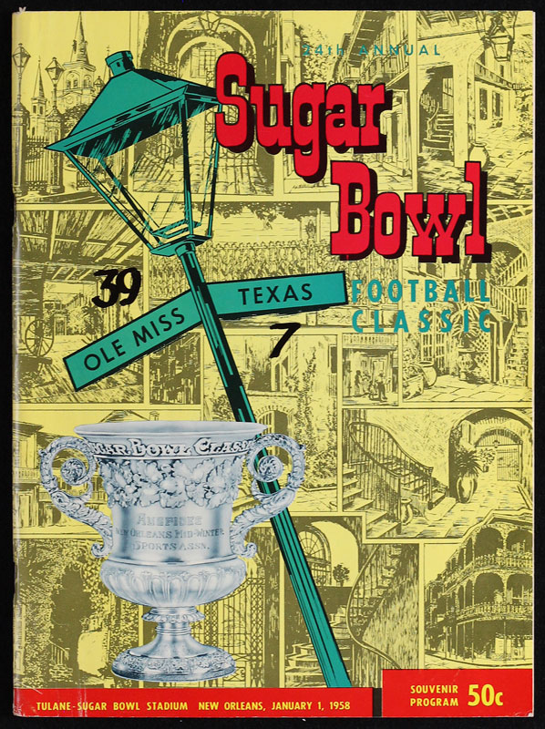 1958 Mississippi vs Texas 24th Sugar Bowl College Football Program