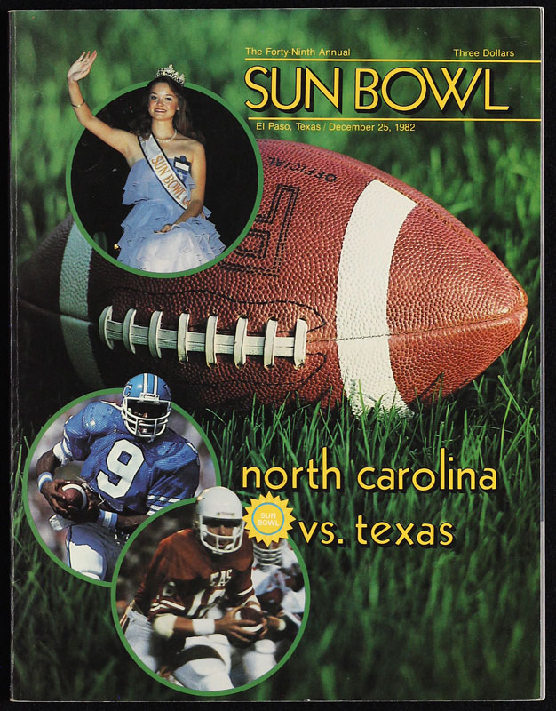 1982-1983 North Carolina vs Texas Sun Bowl College Football Program