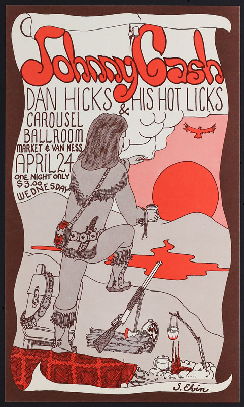 Johhny Cash Dan Hicks Carousel Ballroom Poster