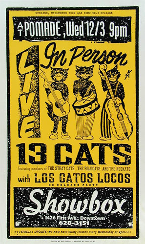 Art Chantry 13 Cats Poster