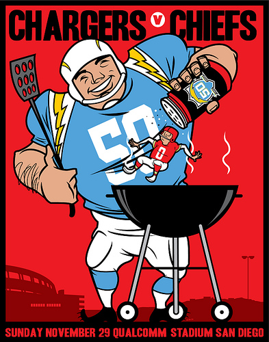 Scrojo Chargers vs Chiefs AFL 50th Anniversary Poster