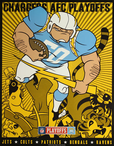 Scrojo Chargers AFC Playoffs 50th Anniversary Poster