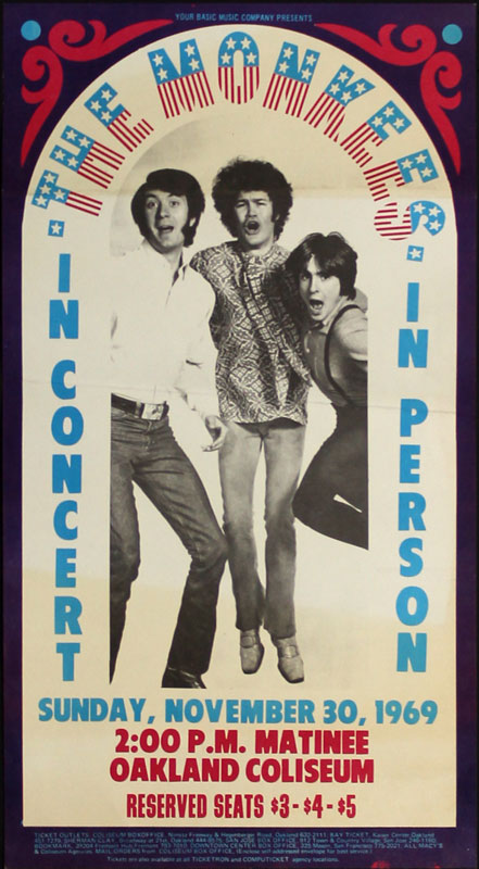 Rare 1969 Monkees Concert Poster