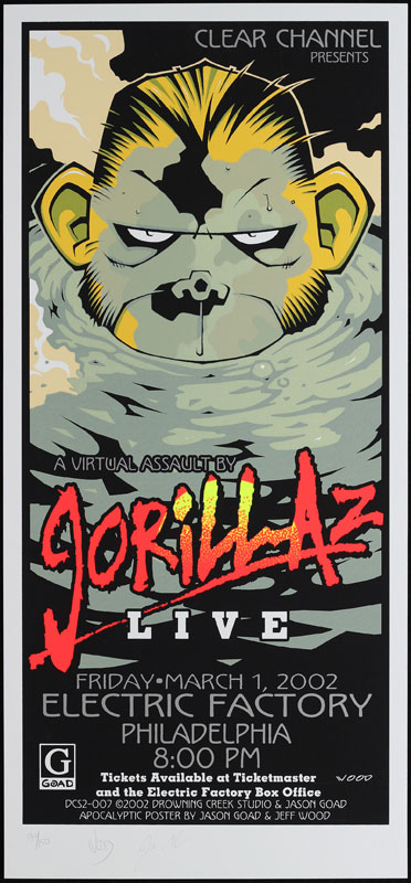 Jeff Wood and Jason Goad - Drowning Creek Gorillaz Handbill