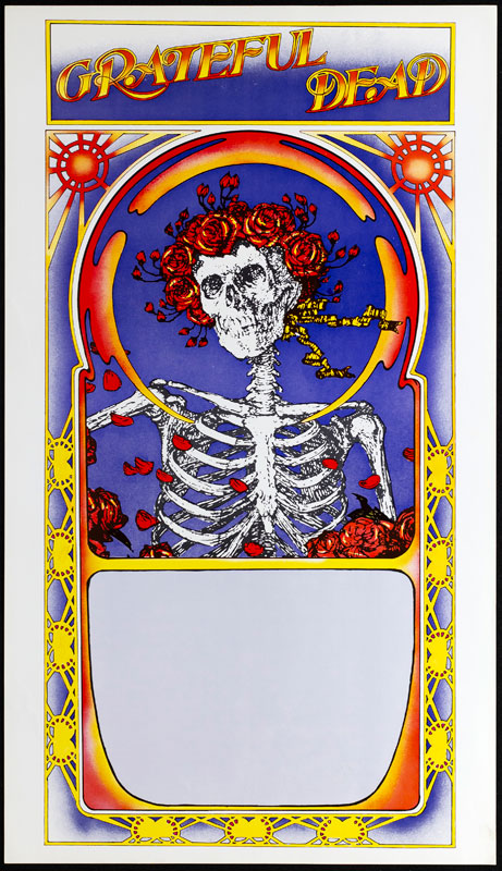 Alton Kelley Grateful Dead 1971 Tour Blank Skull and Roses Poster