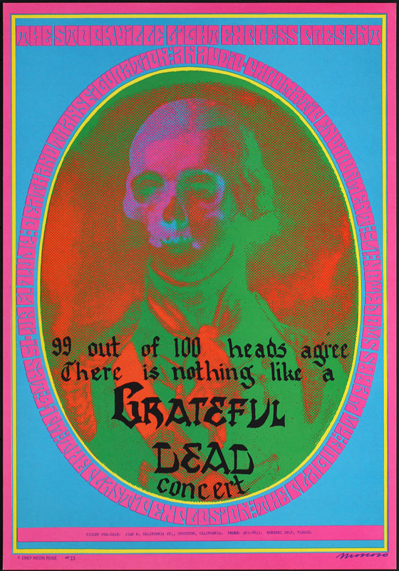 Victor Moscoso NR # 13-1 Grateful Dead 99 Heads Death and Transfiguration Neon Rose NR13 Poster