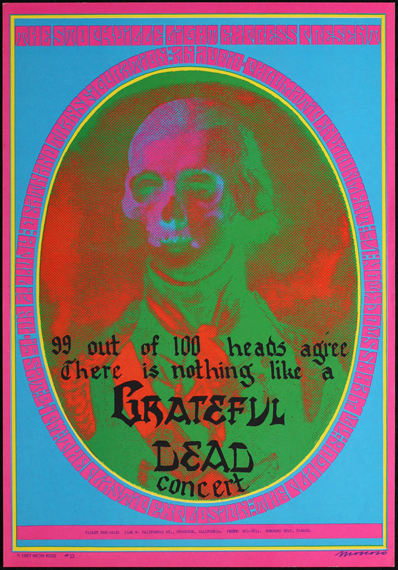 Victor Moscoso NR # 13-1 Grateful Dead 99 Heads Death and Transfiguration Neon Rose NR13 Poster