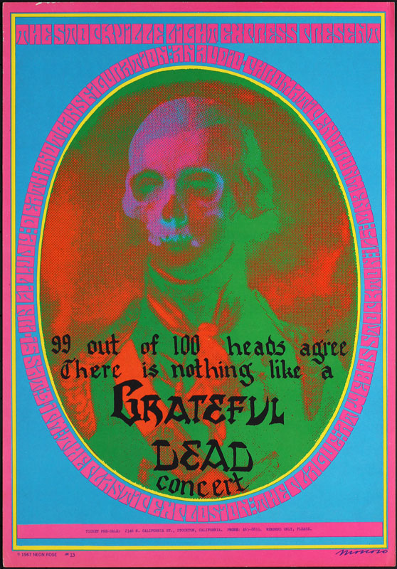 Victor Moscoso NR # 13-1 Grateful Dead 99 Heads Death and Transfiguration Neon Rose NR13 Poster