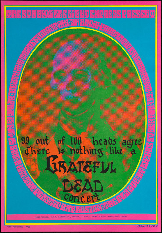 Victor Moscoso NR # 13-1 Grateful Dead 99 Heads Death and Transfiguration Neon Rose NR13 Poster