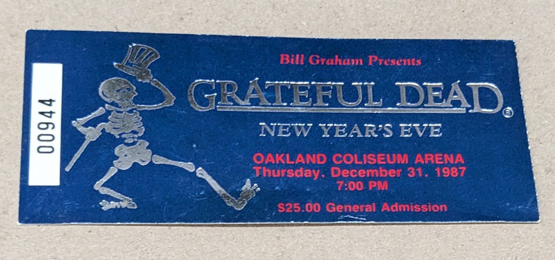 Grateful Dead New Year's Eve Ticket Stub