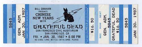 Grateful Dead Chinese New Year 1987 Ticket