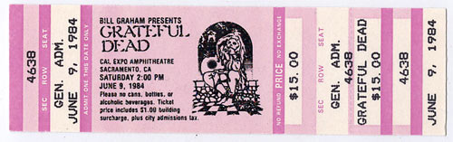 Grateful Dead 1987 Sacramento Ticket