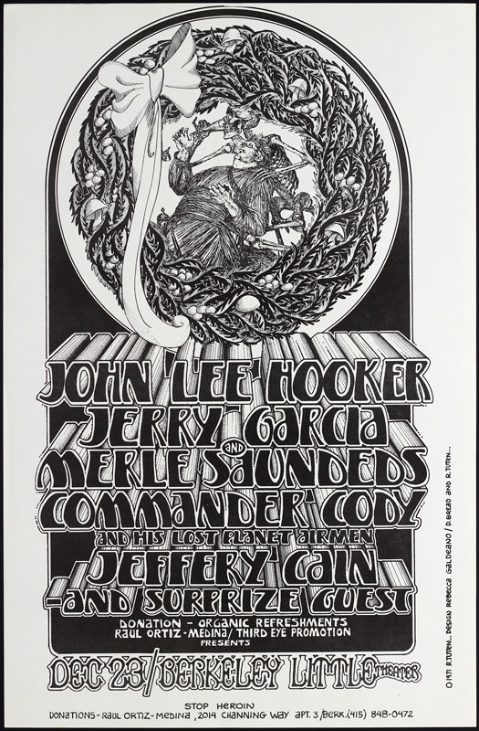 Randy Tuten Jerry Garcia John Lee Hooker Stop Heroin Benefit Poster