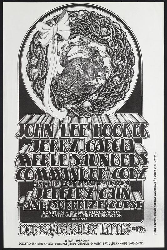 Randy Tuten Jerry Garcia John Lee Hooker Stop Heroin Benefit Poster