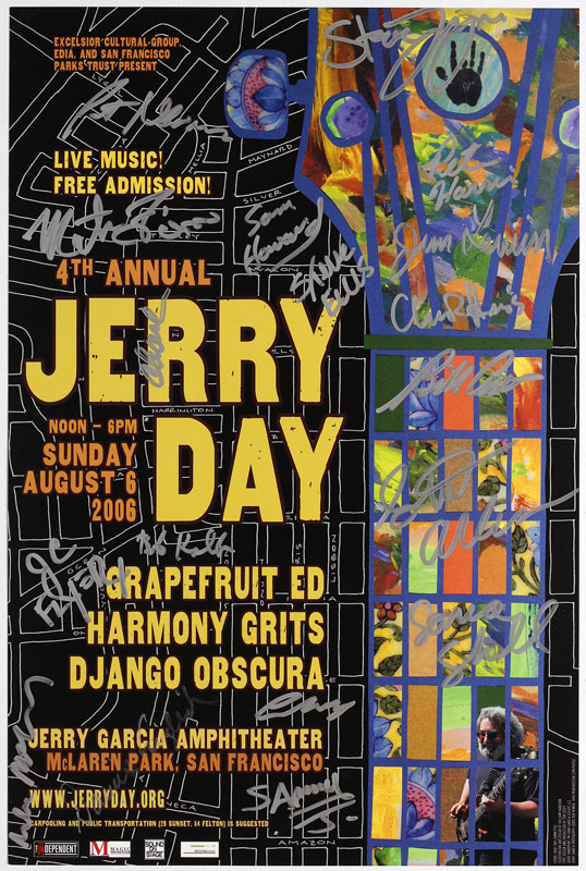 Jerry Day 2006 Jerry Garcia Memorial Autographed Poster