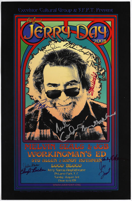 Jerry Day 2008 Jerry Garcia Memorial Autographed Poster