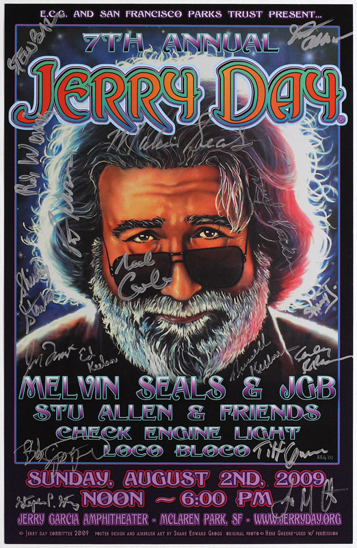 Jerry Day 2009 Jerry Garcia Memorial Autographed Poster