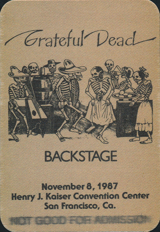 Grateful Dead 11/8/1987 Oakland Error Backstage Pass