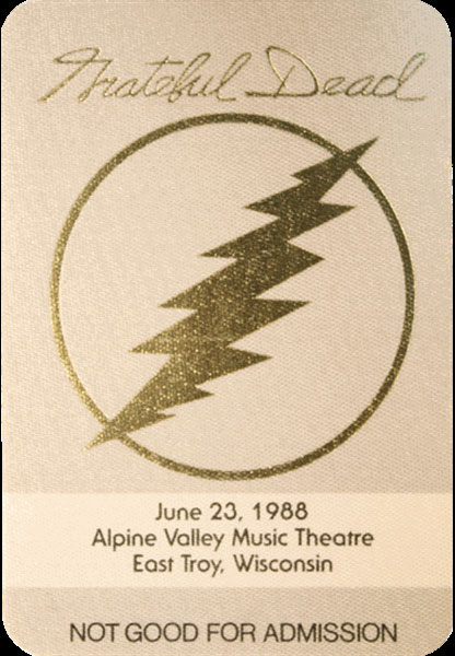 Grateful Dead 6/23/1988 East Troy WI Backstage Pass