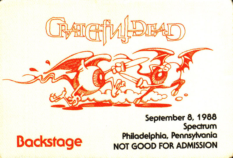 Rick Griffin Grateful Dead 9/8/1988 Philadelphia Backstage Pass