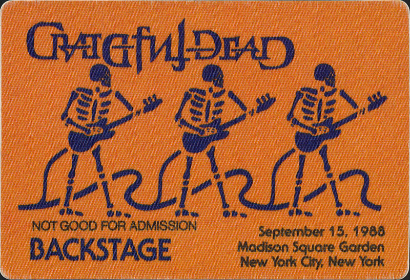 Grateful Dead 9/15/1988 New York City Backstage Pass