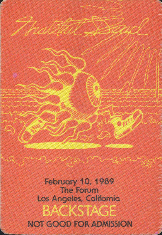 Rick Griffin Grateful Dead 2/10/1989 Los Angeles Backstage Pass