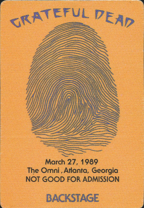 Grateful Dead 3/27/1989 Atlanta Backstage Pass