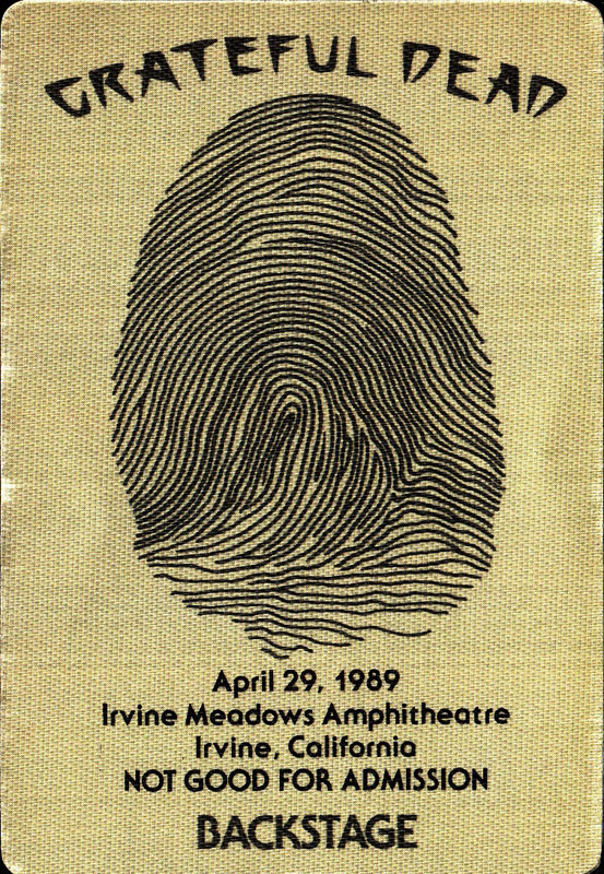 Grateful Dead 4/29/1989 Irvine CA Backstage Pass