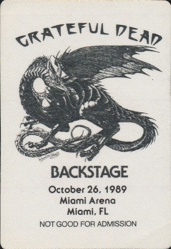 Grateful Dead 10/26/1989 Miami Backstage Pass