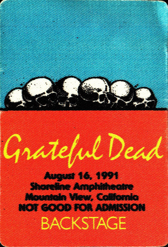 Grateful Dead 8/16/1991 Mountain View CA Backstage Pass