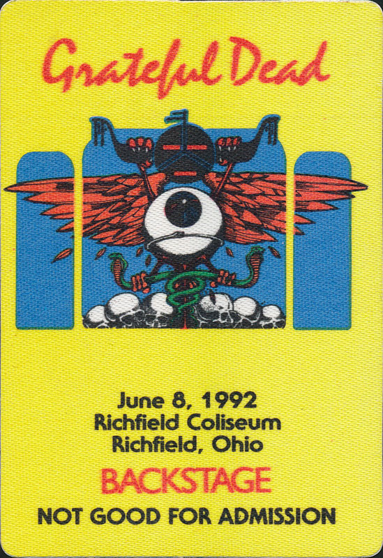 Rick Griffin Grateful Dead 6/8/1992 Richfield OH Backstage Pass