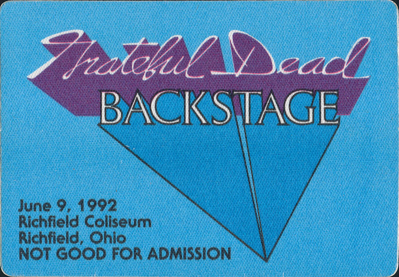 Grateful Dead 6/9/1992 Richfield OH Backstage Pass