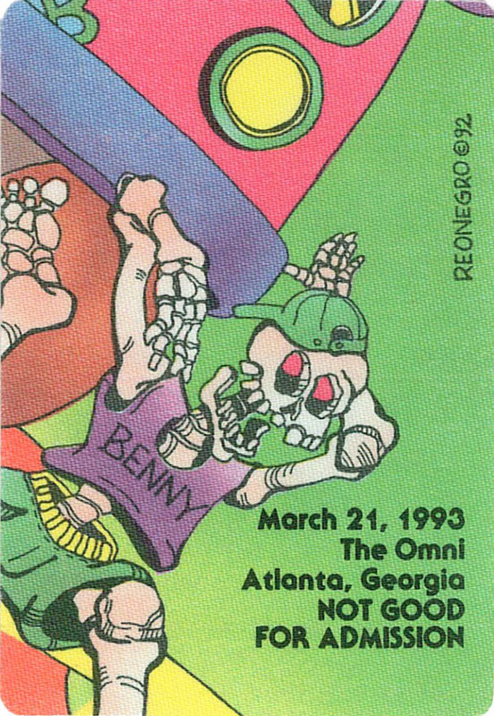 Reonegro Grateful Dead 3/21/1993 Atlanta Backstage Pass