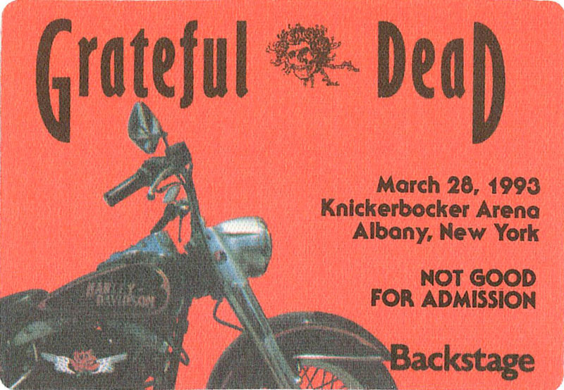 Grateful Dead 3/28/1993 Albany NY Backstage Pass